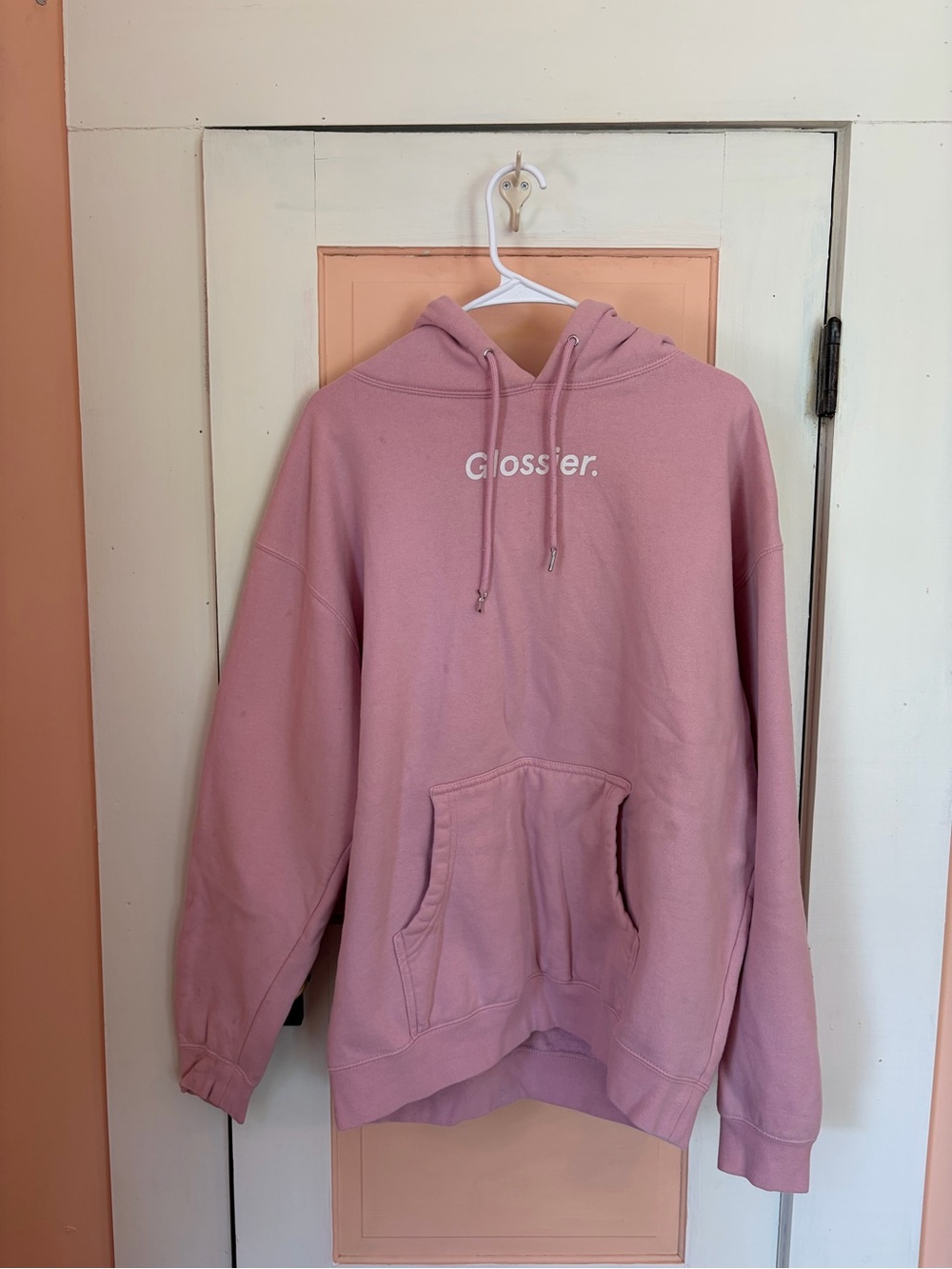 Glossier Dusty Pink Logo Hoodie Sweatshirt